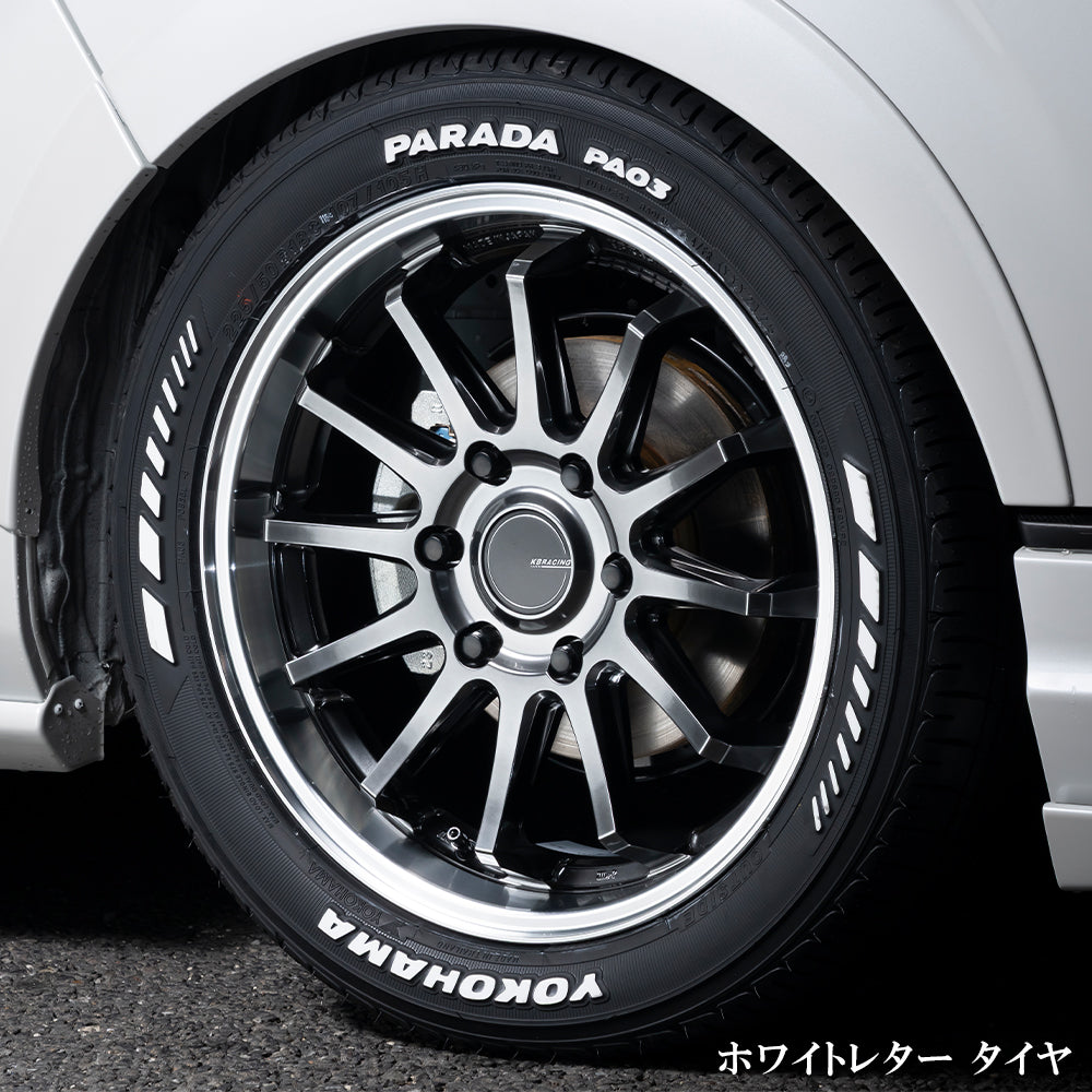 KBRACING S-12 × YOKOHAMA PARADA PA03 タイヤホイール4本セット【ホワイトレター】