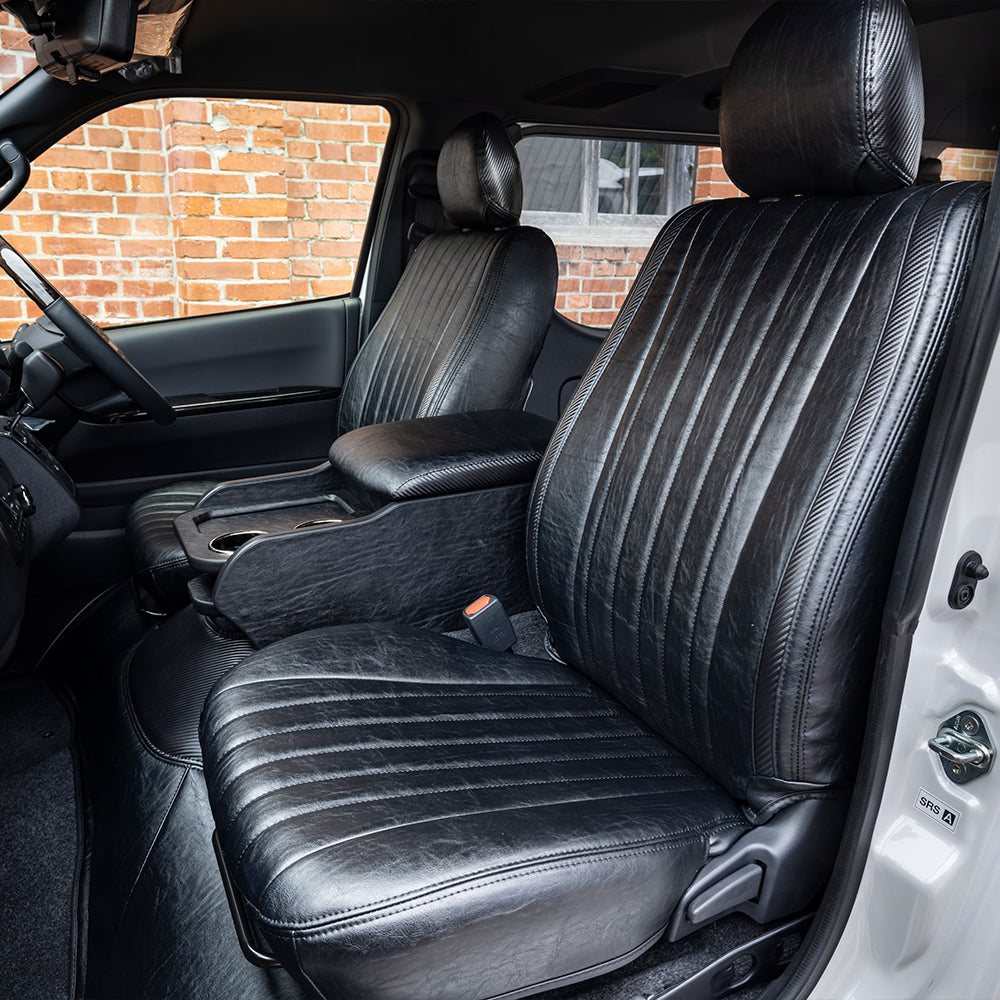 Vintage Leather Seat Cover - Carbon Accent