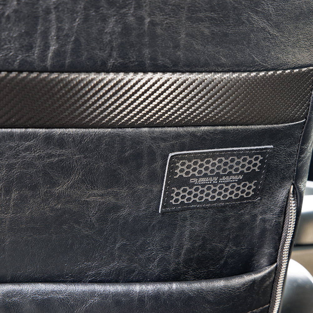 Vintage Leather Seat Cover - Carbon Accent