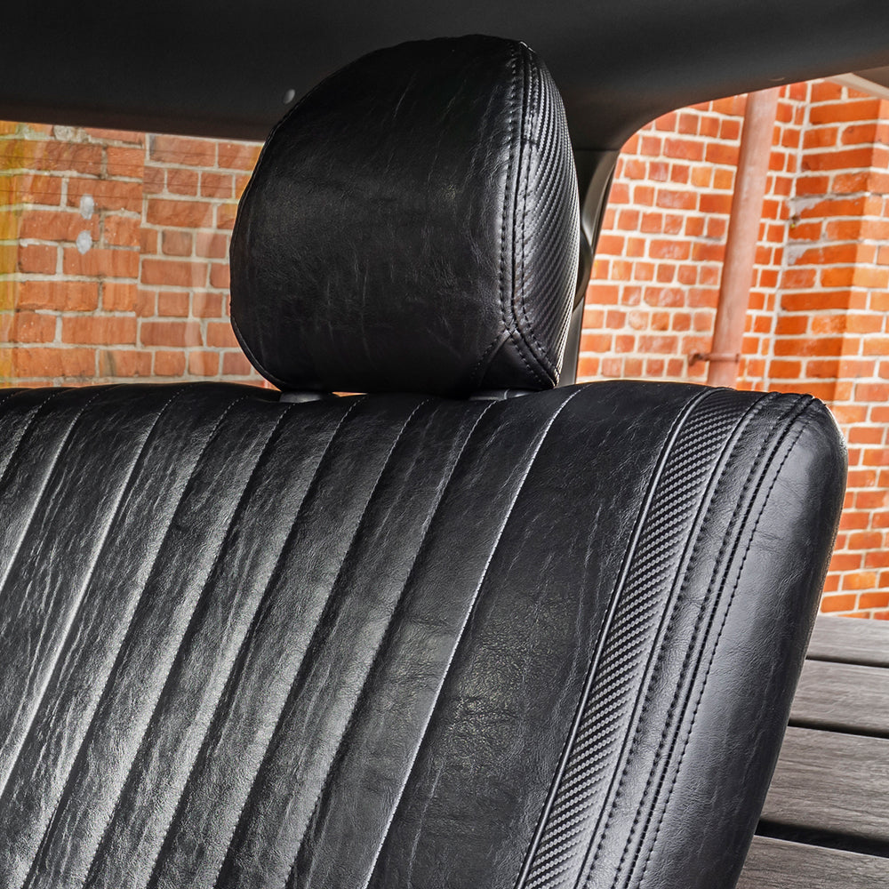 Vintage Leather Seat Cover - Carbon Accent