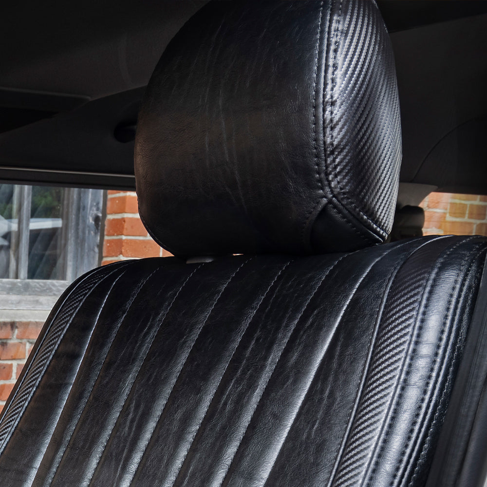 Vintage Leather Seat Cover - Carbon Accent