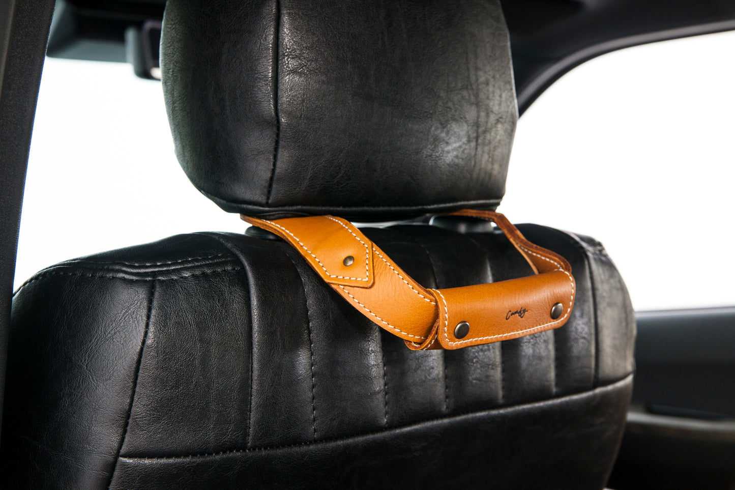 Headrest natural leather grip