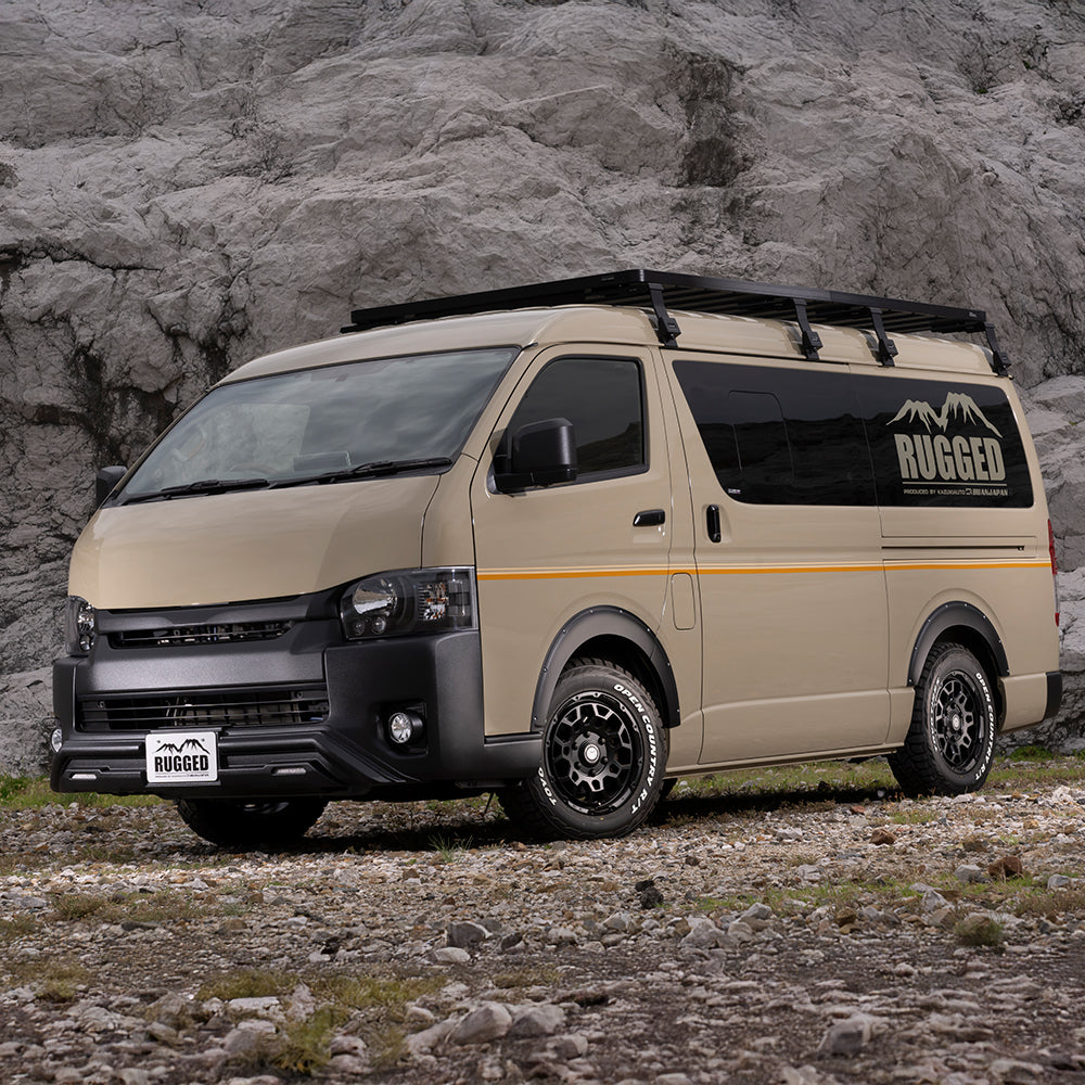 ハイエース　200系　RUGGED Xフロントバンパーガード ラプターブラック RUGGED（ラギッド） フロントバンパーガード「RUGGED X（ラギッド